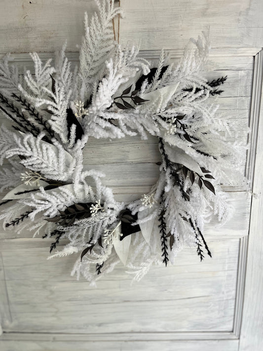 20” white and black wreath