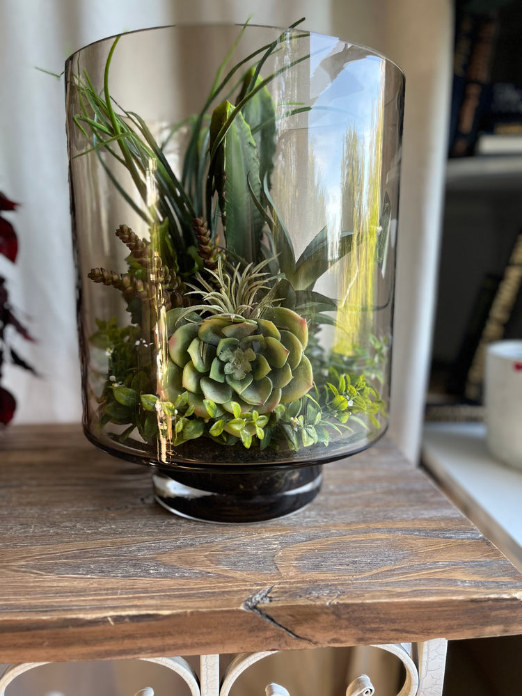 Glass succulent terrarium