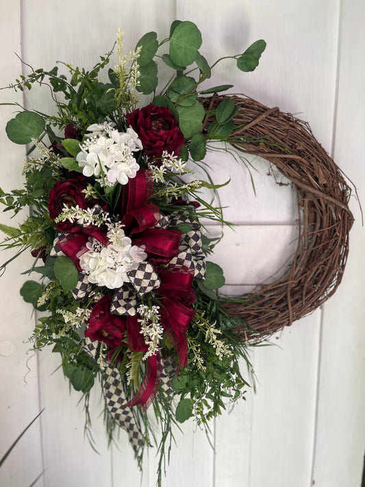 Checkered bow wreath