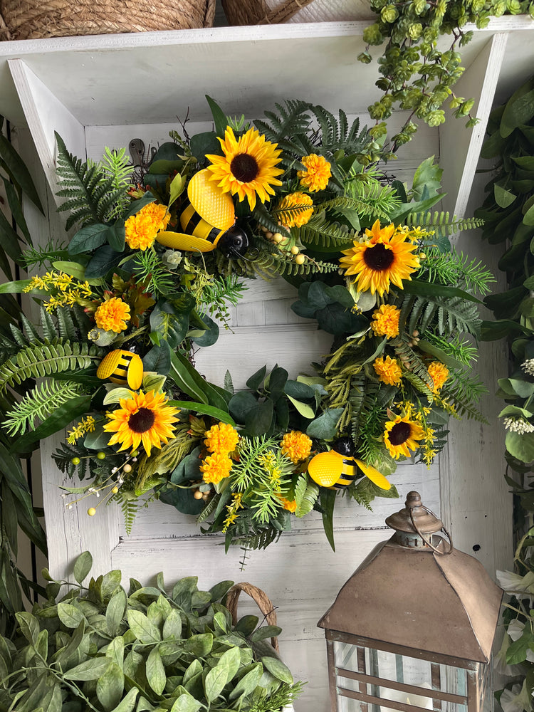 Sunflower Bee wreath