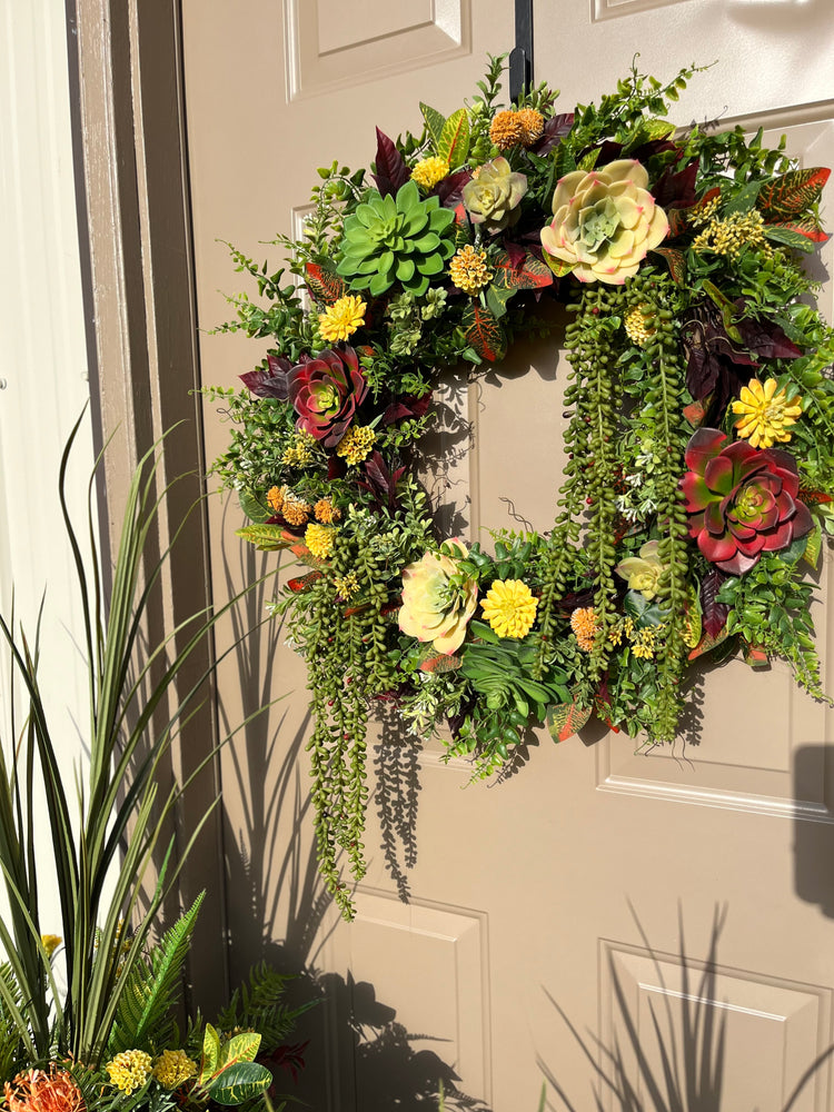 Vibrant succulent wreath