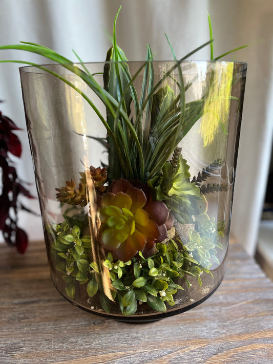 Glass succulent terrarium