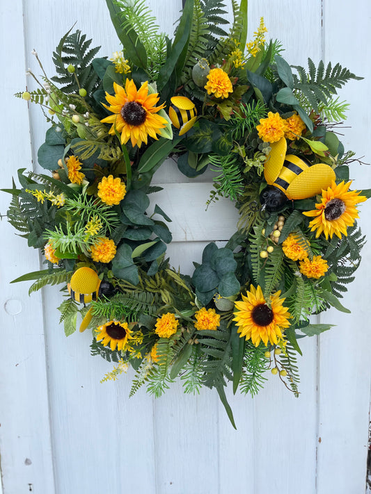 Sunflower Bee wreath