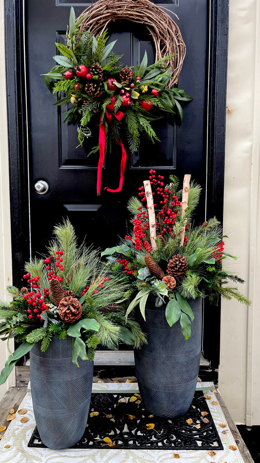 Set of two winterberry planter inserts