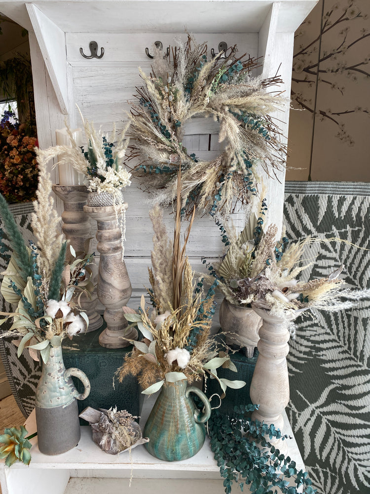 sand and sage collection of arrangements and wreath